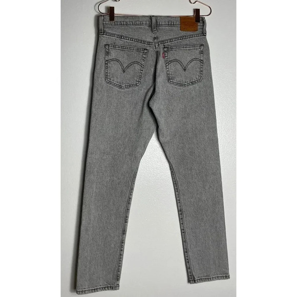 Levis Strauss 501 Mens Straight Leg Button Fly Denim Skinny Gray Jeans Sz S - Picture 2 of 12